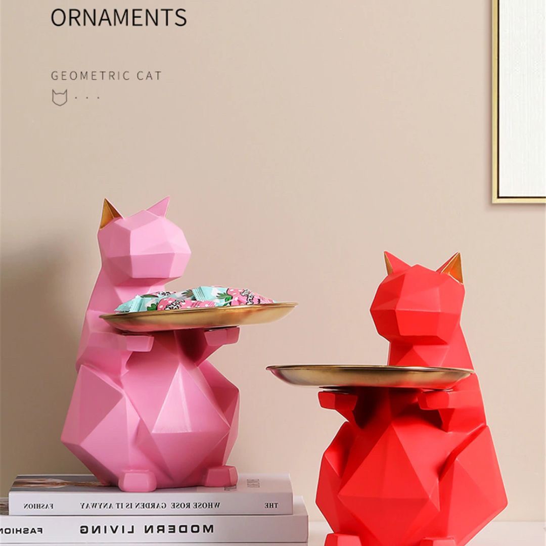 インテリア オブジェ | ポリゴン猫の小物入れ - シンプルでおしゃれなインテリア収納