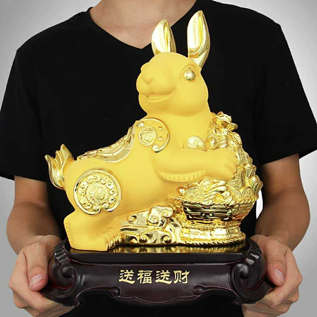 風水 インテリア | ゴールドうさぎの置物 - 干支卯年向けインテリア