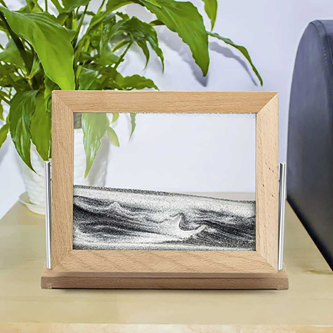 インテリア オブジェ | サンドピクチャー スクエアデザイン 木製フレーム【ホワイトブラック/ホワイトゴールド】