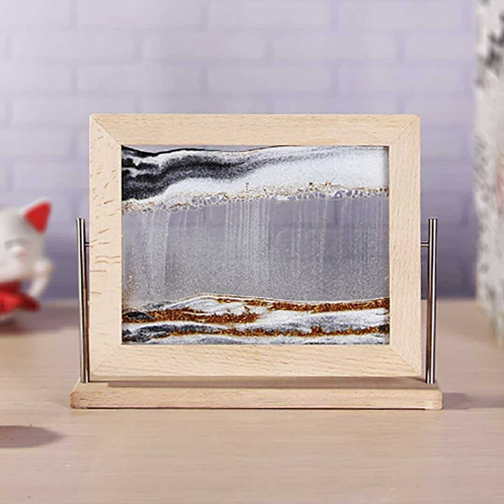 インテリア オブジェ | サンドピクチャー スクエアデザイン 木製フレーム【ホワイトブラック/ホワイトゴールド】