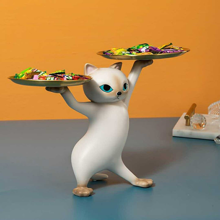 インテリア オブジェ | 猫デザイン ミニサイドテーブル 高さ23cm