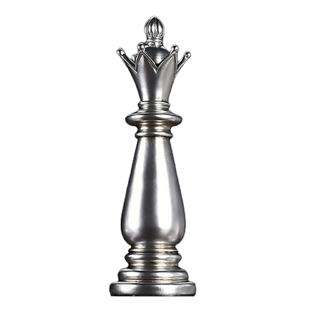 インテリア オブジェ | シルバーメタル製チェス駒3個セット（ナイト・クイーン・キング） 【アンティーク調仕上げ・微細な塗装ムラ等あり】