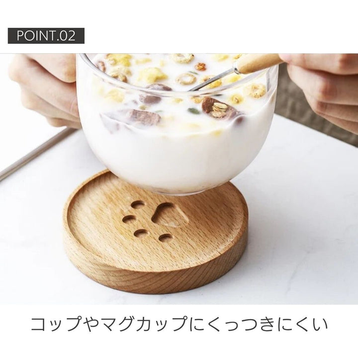 雑貨 その他 | 猫の肉球デザイン木製コースター - 北欧風シンプルアート