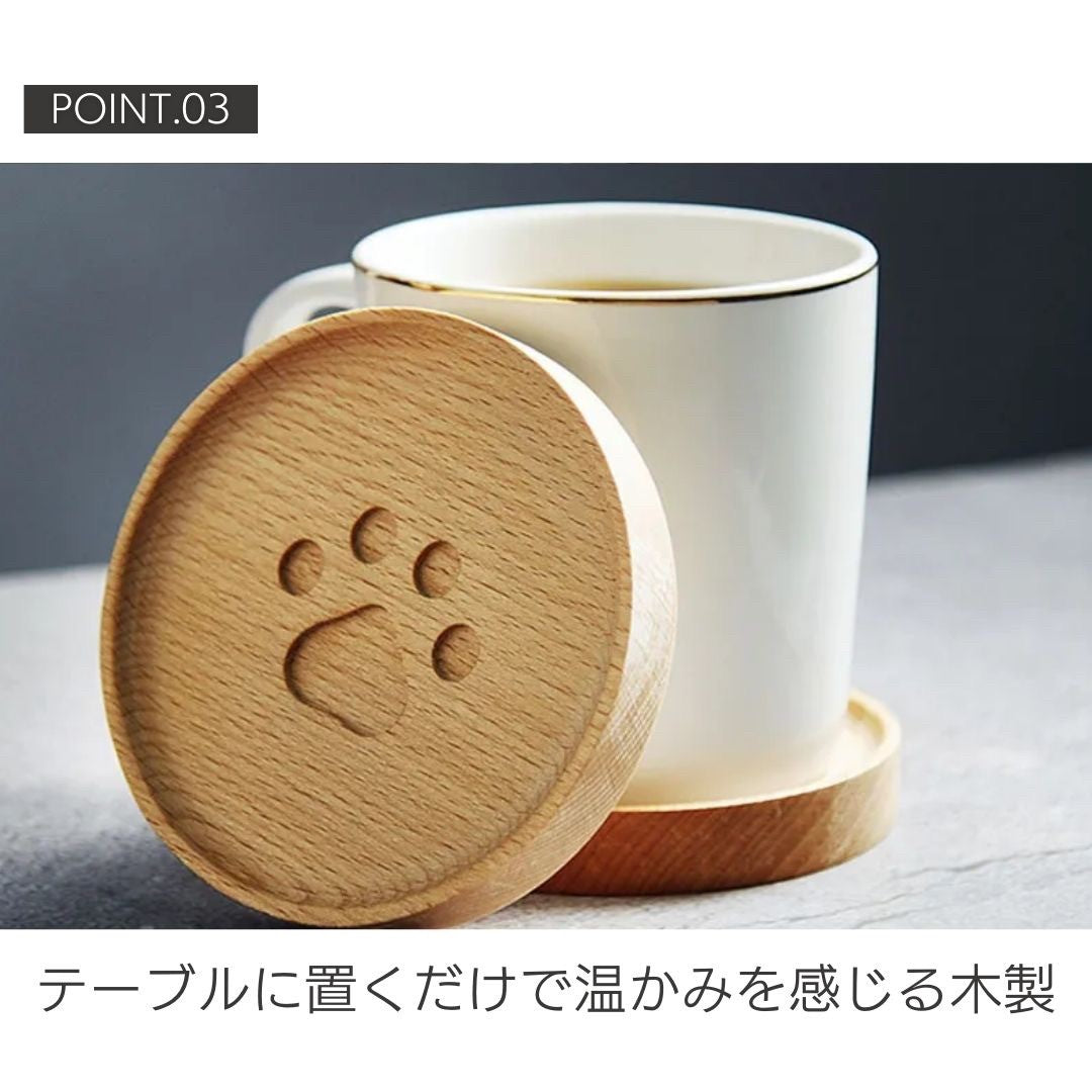 雑貨 その他 | 猫の肉球デザイン木製コースター - 北欧風シンプルアート