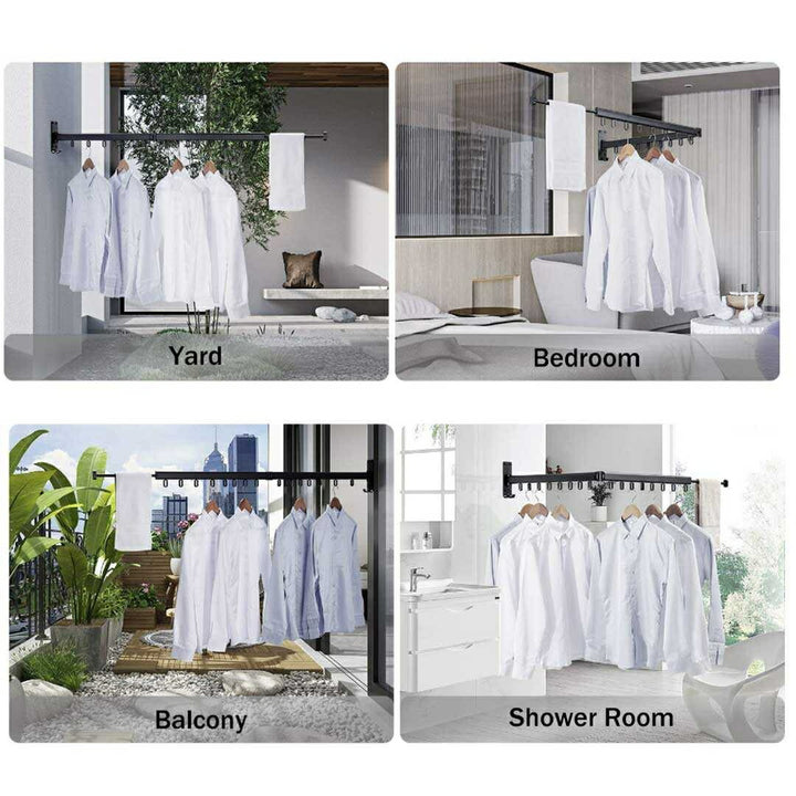 インテリアインテリア雑貨 その他 | 壁付け折りたたみ式ハンガー ブラック - 衣類・バスタオル用