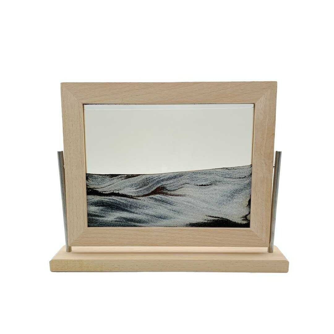 インテリア オブジェ | サンドピクチャー スクエアデザイン 木製フレーム【ホワイトブラック/ホワイトゴールド】