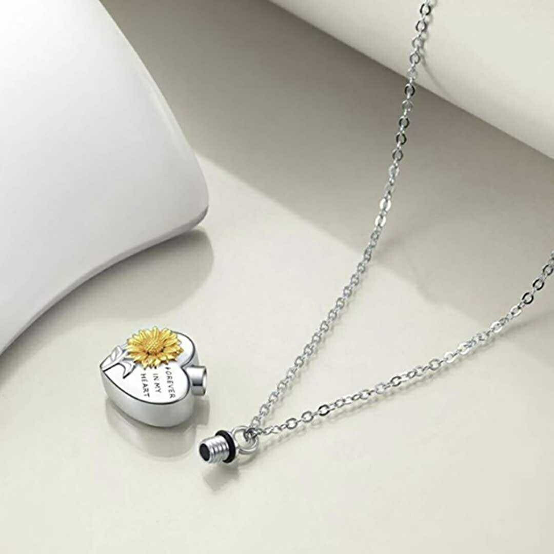 ネックレス | シルバー向日葵ハート遺骨ネックレス