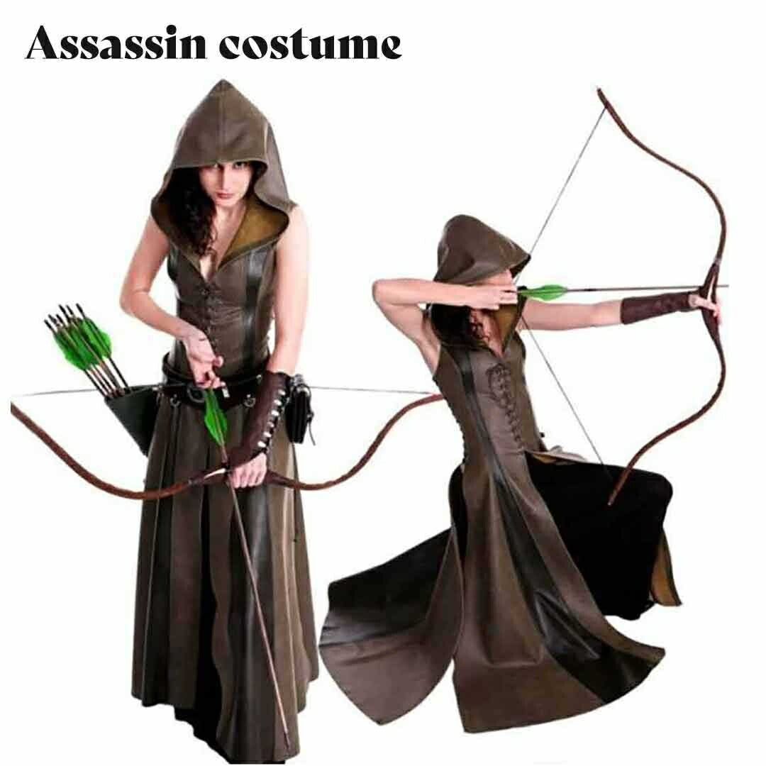 コスプレ小物 | 中世ファンタジー風 コスプレ衣装 フード付きPUレザー