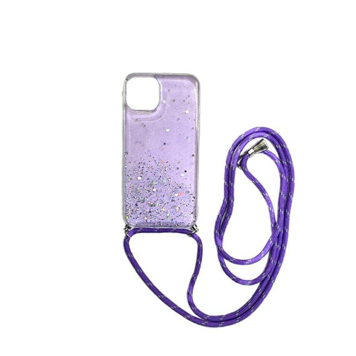 スマホ ヘッドホン | iPhone13用キラキラショルダーケース（ブラック/パープル）