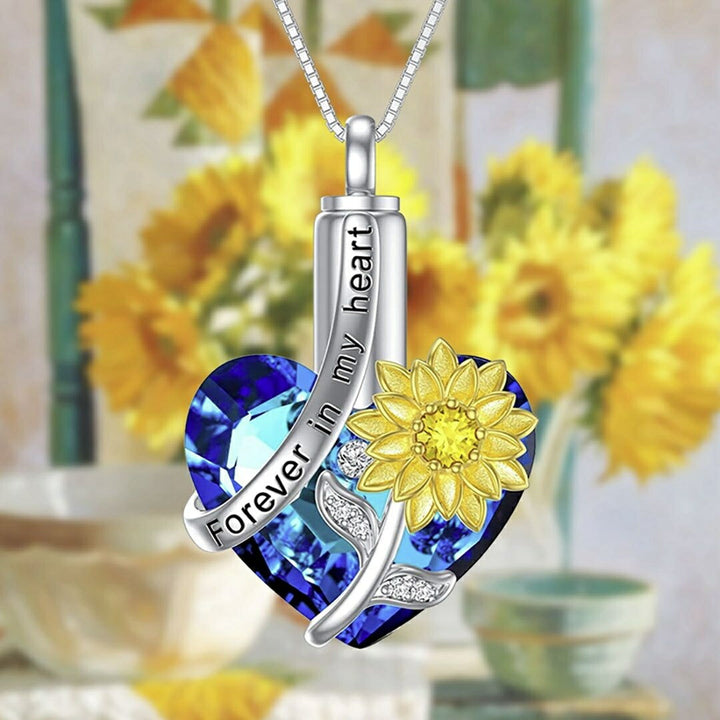 ネックレス | ブルーハート向日葵遺骨ネックレス