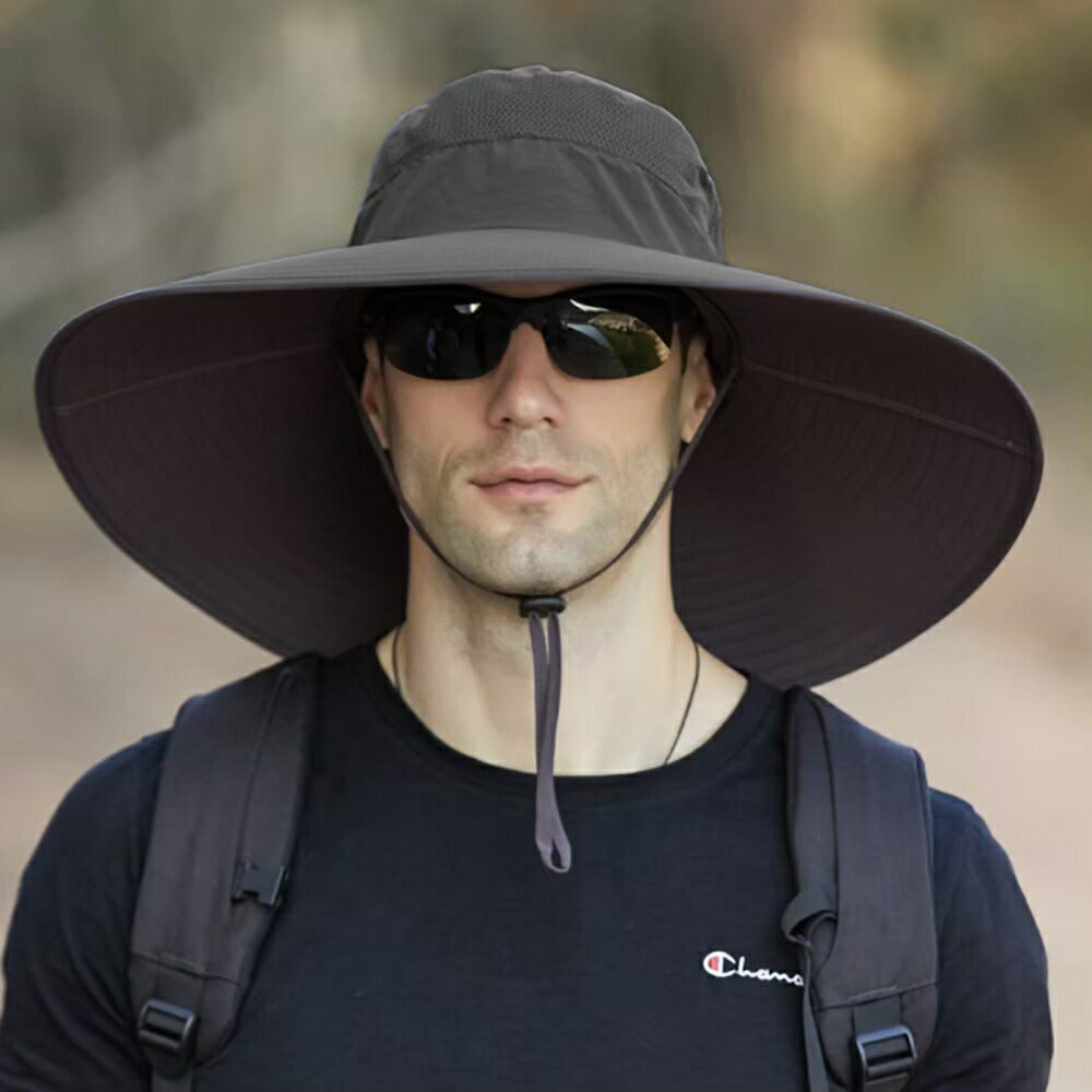 男性ファッション その他 | UVカットつば広サファリハット ユニセックス 折畳み可
