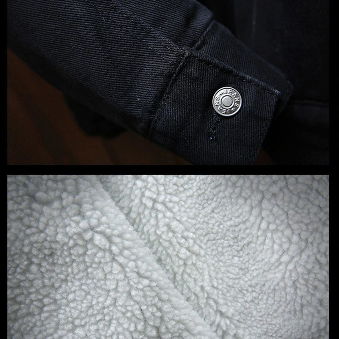 アウタージャケット 男性 | メンズ デニムジャケット 秋冬用 シンプル無地・暖かいウールフリース