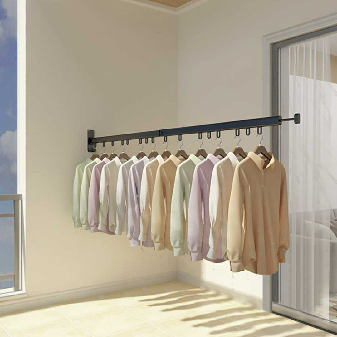 インテリアインテリア雑貨 その他 | 壁付け折りたたみ式ハンガー ブラック - 衣類・バスタオル用