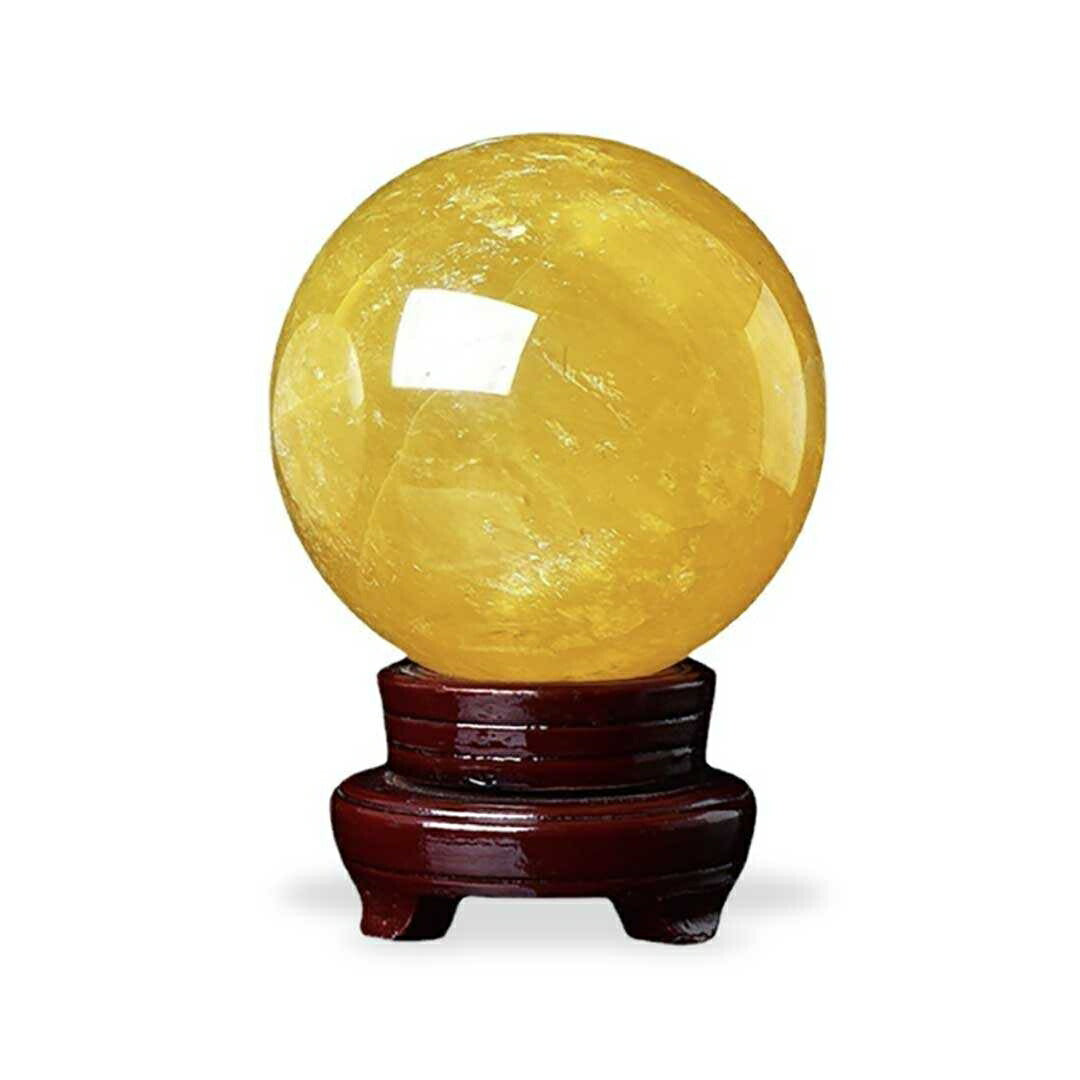 風水 インテリア | シトリン水晶球8cm 木製台座付き 開運風水インテリア