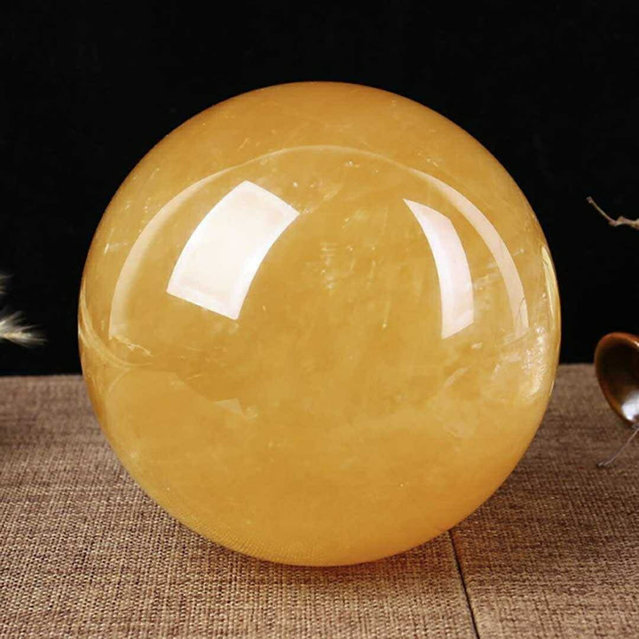 風水 インテリア | シトリン水晶球8cm 木製台座付き 開運風水インテリア