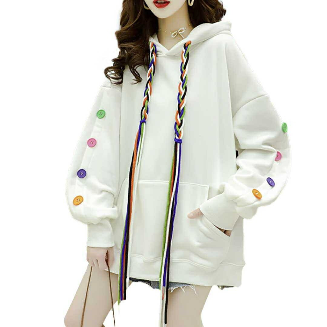 パーカー 女性 | カラフルフード紐のボリュームパーカー ユニセックス