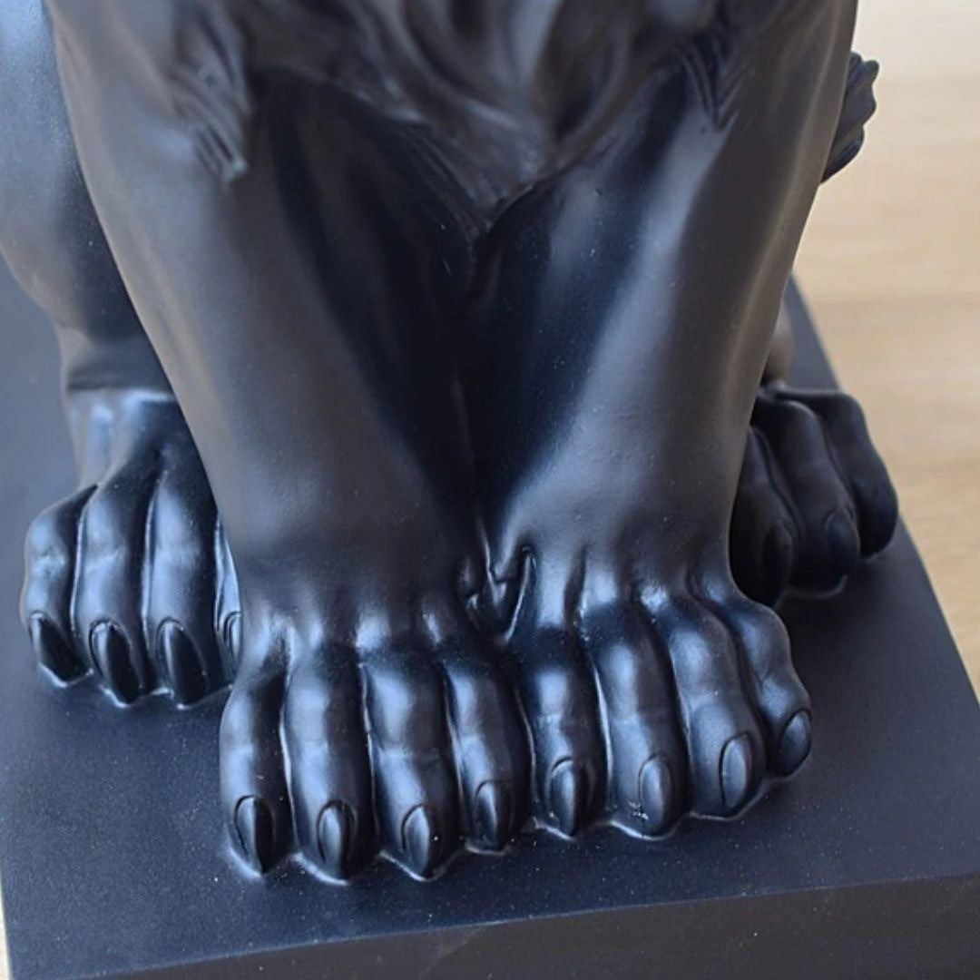 インテリア オブジェ | キングライオン置物3個セット - ゴールド・ブラック・ホワイト