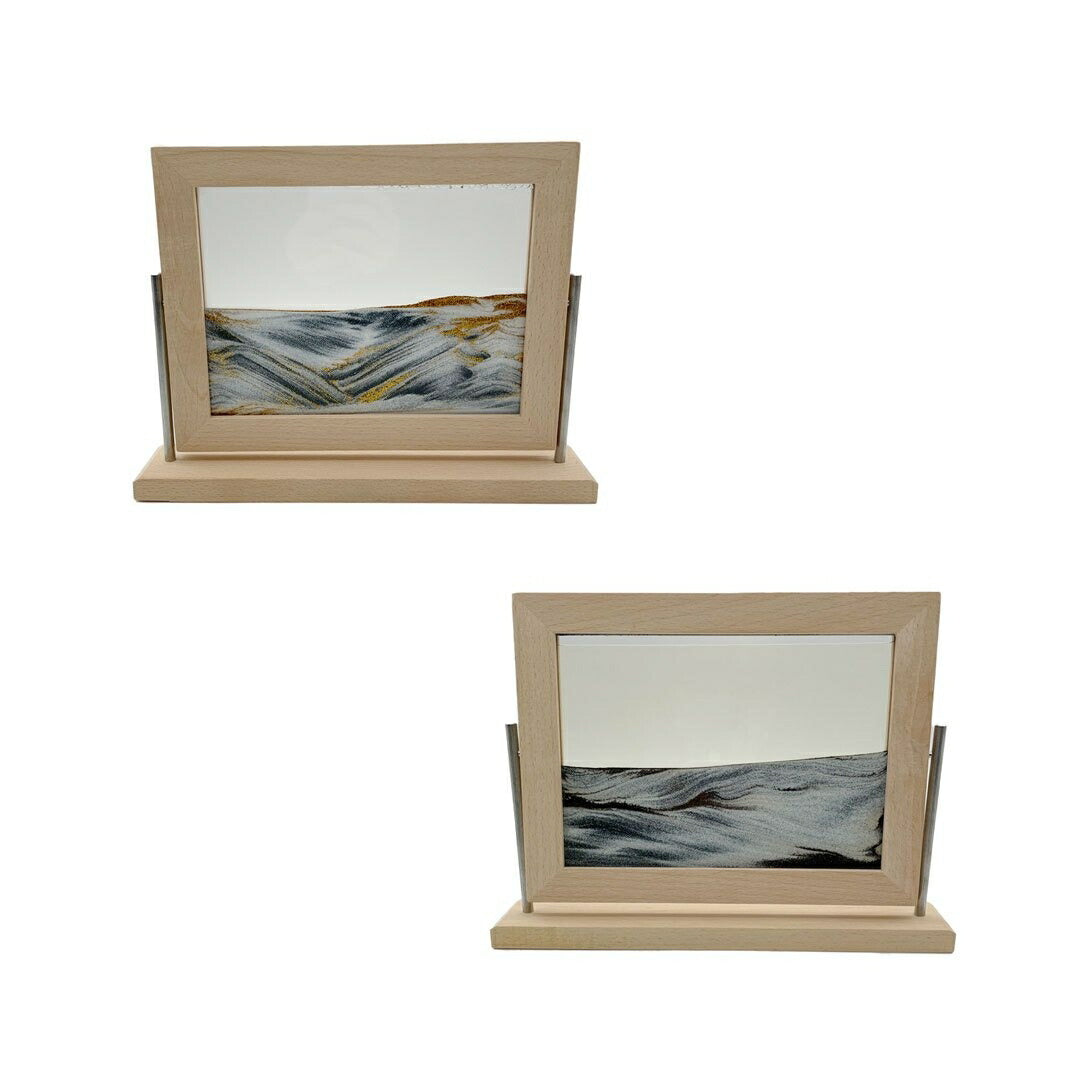 インテリア オブジェ | サンドピクチャー スクエアデザイン 木製フレーム【ホワイトブラック/ホワイトゴールド】