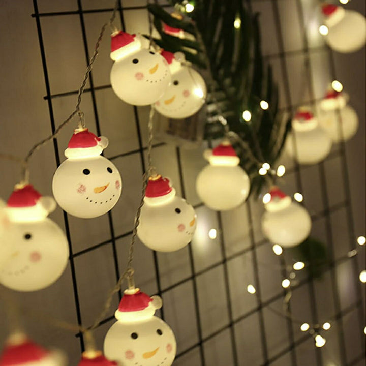イベントグッズ | クリスマスLEDイルミネーションライト 丸型サンタor雪だるま 防水2m