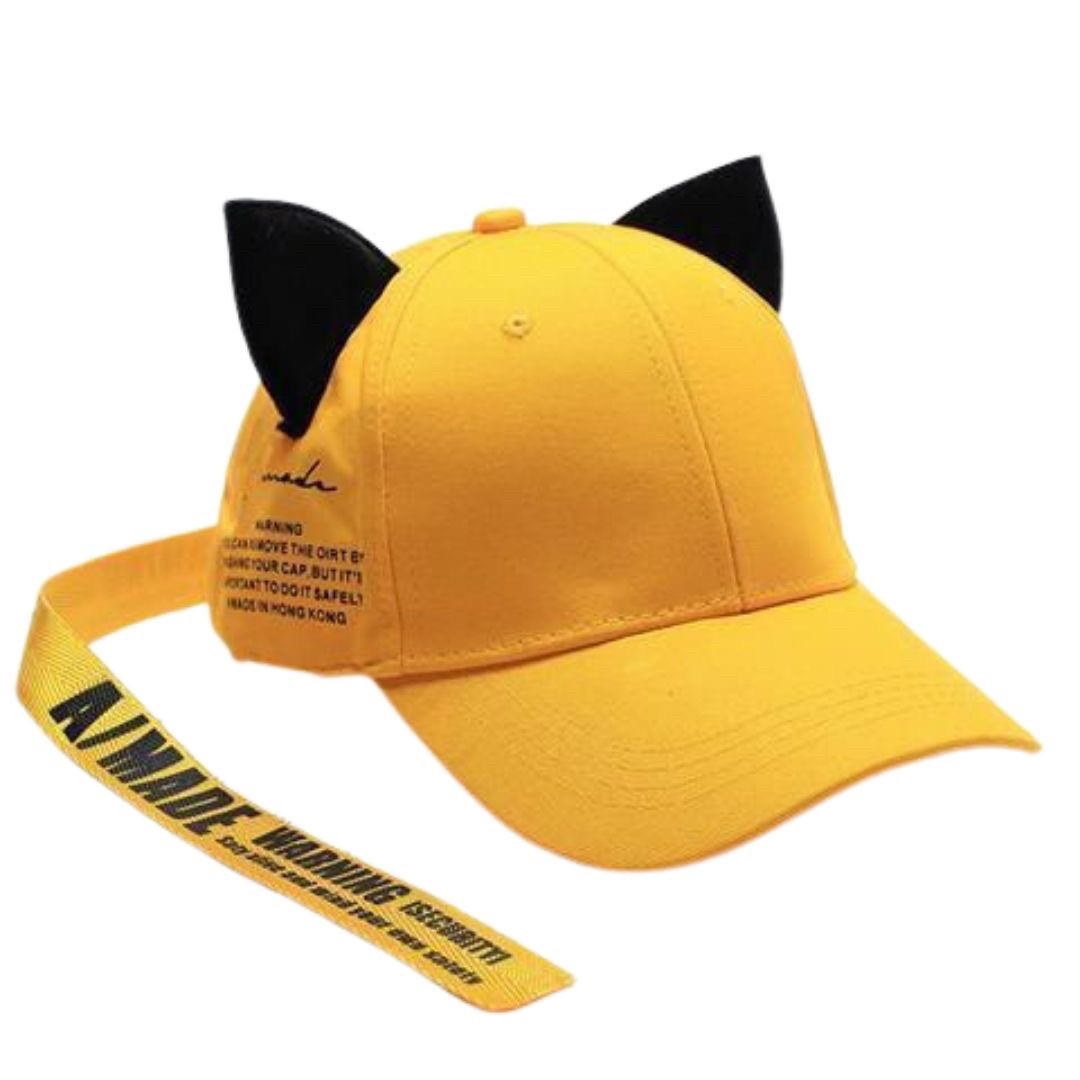 キャップ | 猫耳キャップ ロングストラップ付き 全4カラー カジュアルフリーサイズ
