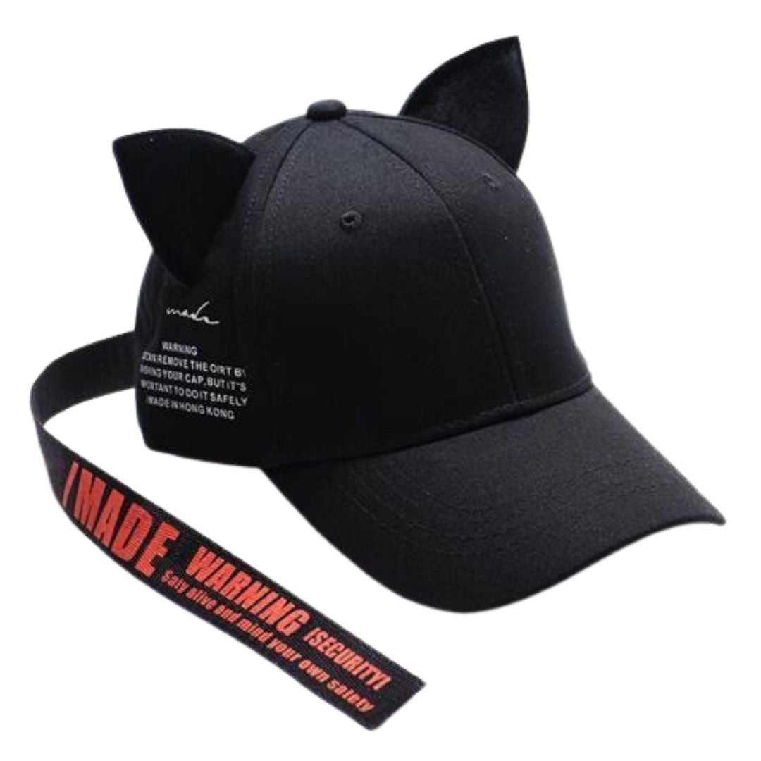 キャップ | 猫耳キャップ ロングストラップ付き 全4カラー カジュアルフリーサイズ