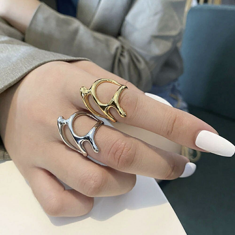 リング | シルバー不規則オープンリング | ユニセックスHIPHOPアクセサリー