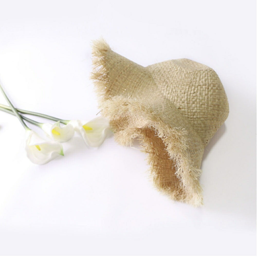 キャップ | レディースつば広麦わらハット フリンジ付き リゾート向け