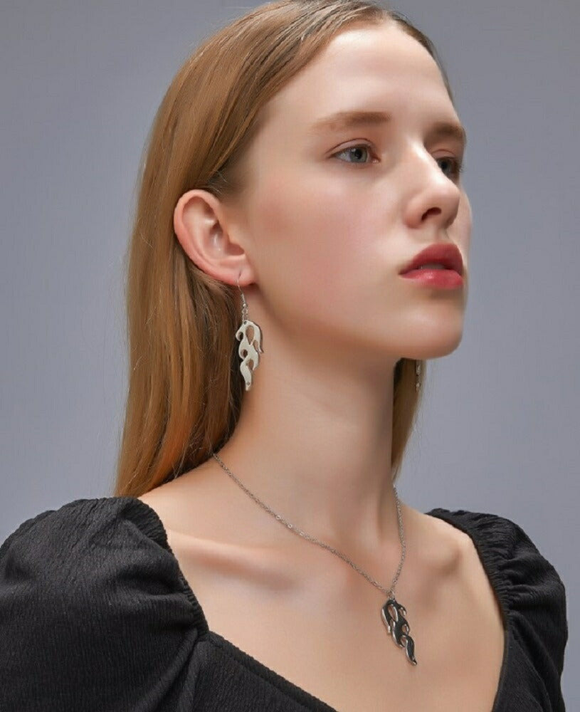 ピアス イヤーカフ | 火炎デザイン ピアス ２個セット - 韓国ファッション風 ヴィンテージ調