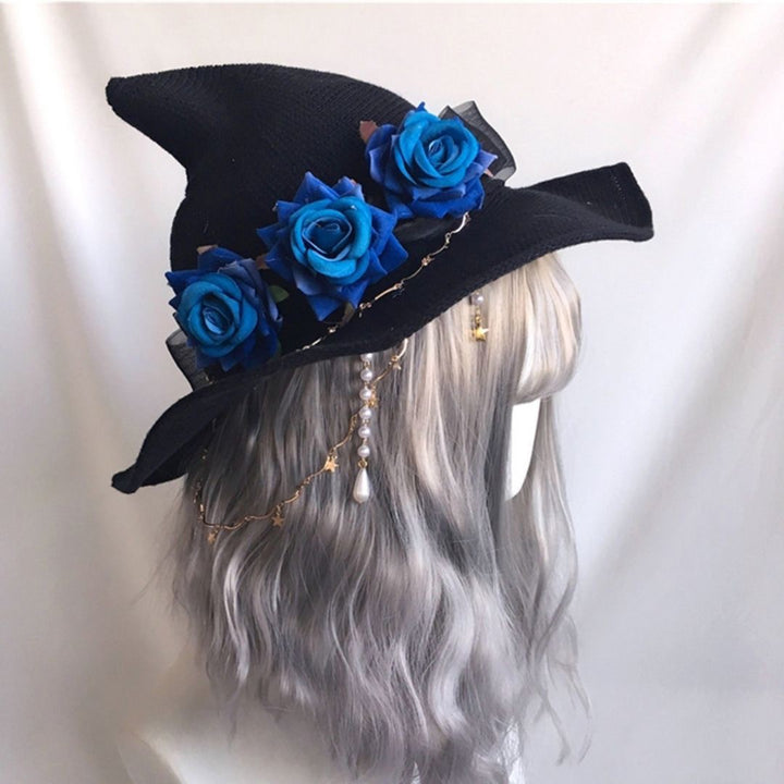 仮装 | ハロウィン 魔女ハット 薔薇デザイン - レッドorブルー