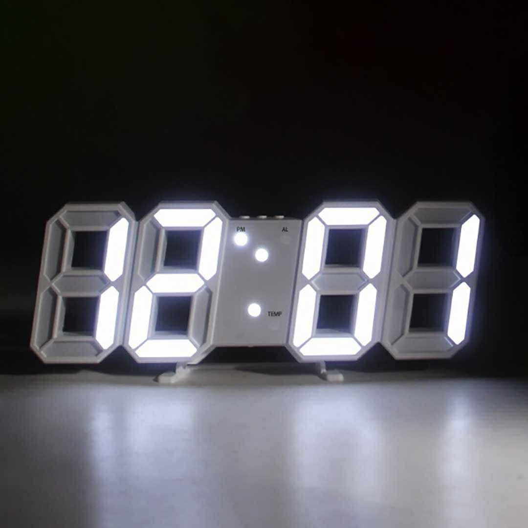 インテリア雑貨 その他 | ピュアホワイトLEDデジタル時計 - 壁掛け・置き兼用、スヌーズ機能付