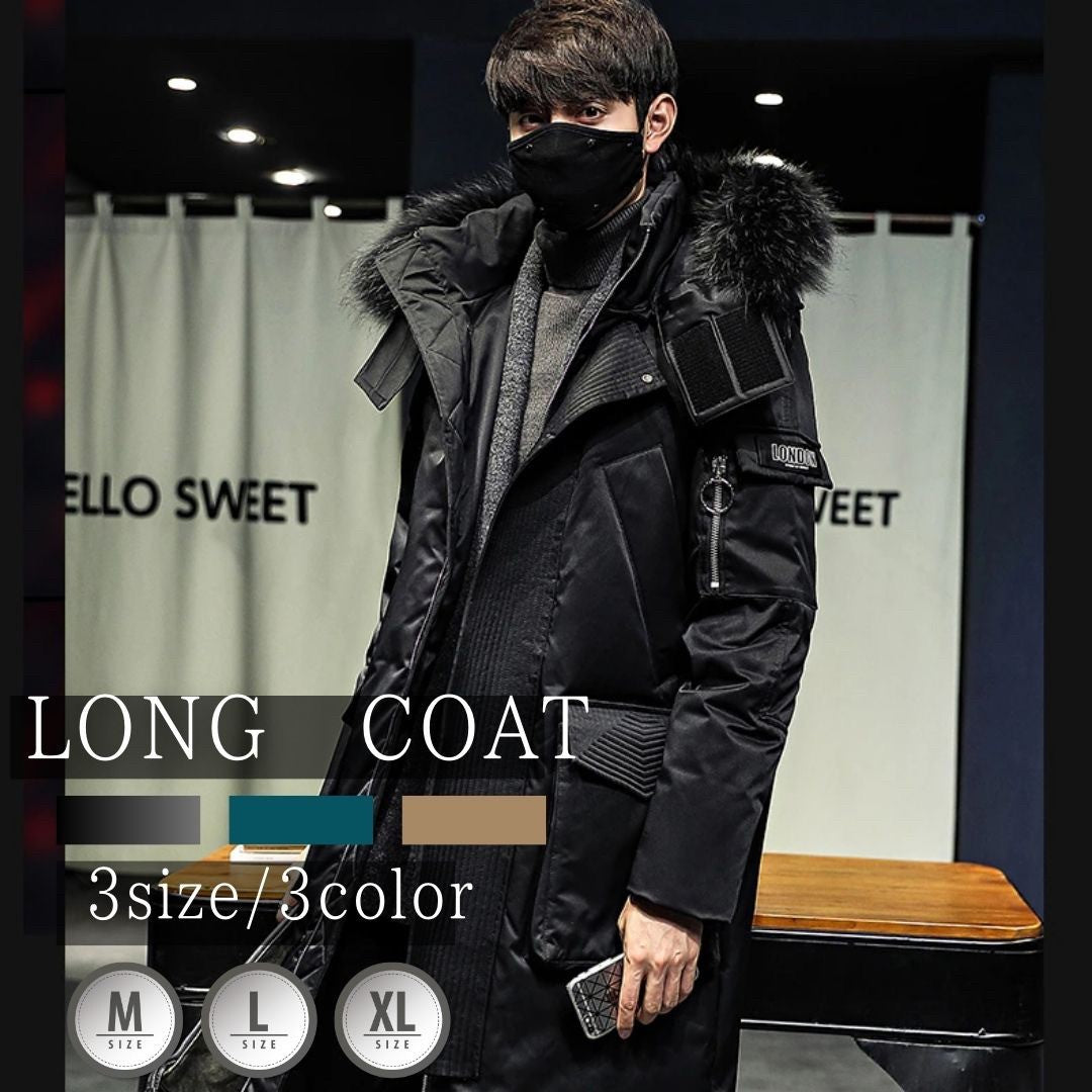 アウタージャケット 男性 | ロンドンスタイル メンズ フード＆ファー付きロングダウンコート【暖かい・シック・3カラー】