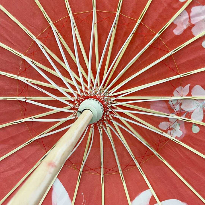 コスプレ小物 | 赤い花と蝶の和風UVカット日傘