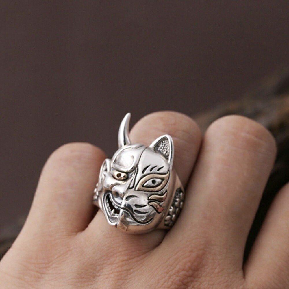 リング | 般若と狐の開運指輪 アンティーク風