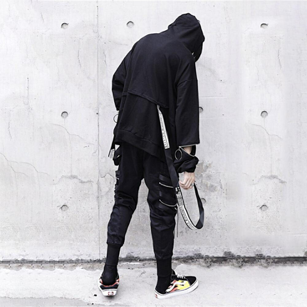 パーカー 男性 | ブラックフード ビッグシルエット ユニセックスパーカー