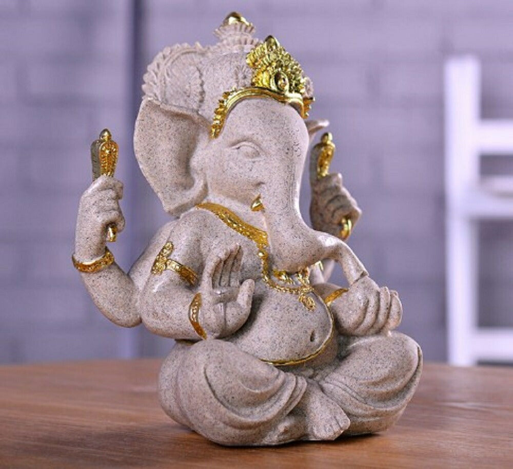 風水 インテリア | ガネーシャ石膏置物 - 開運・厄除けインテリア