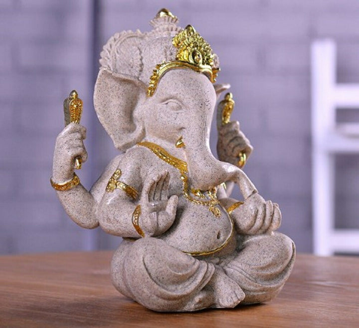 風水 インテリア | ガネーシャ石膏置物 - 開運・厄除けインテリア