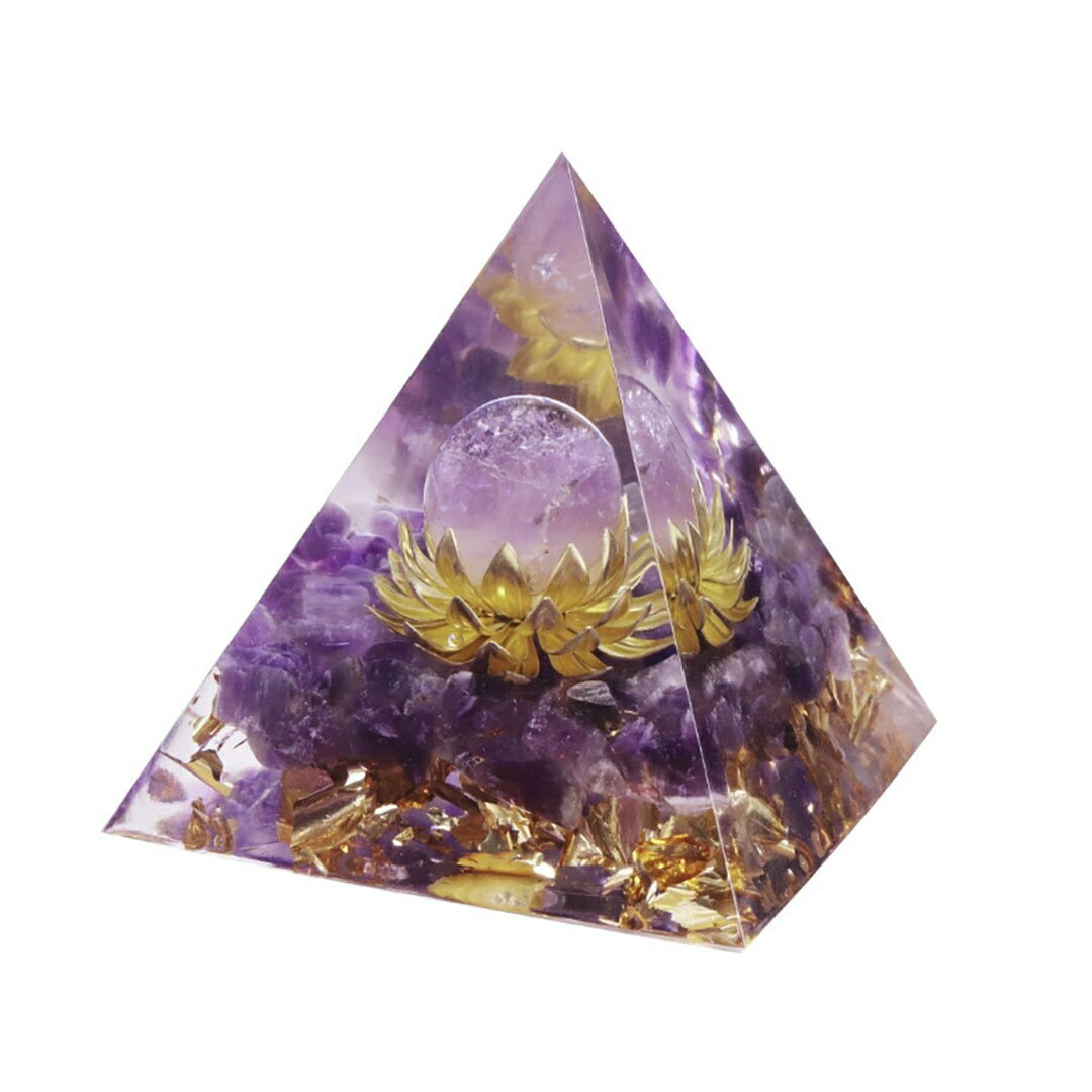 風水 インテリア | 紫の蓮オルゴナイト・チャクラ開運置物