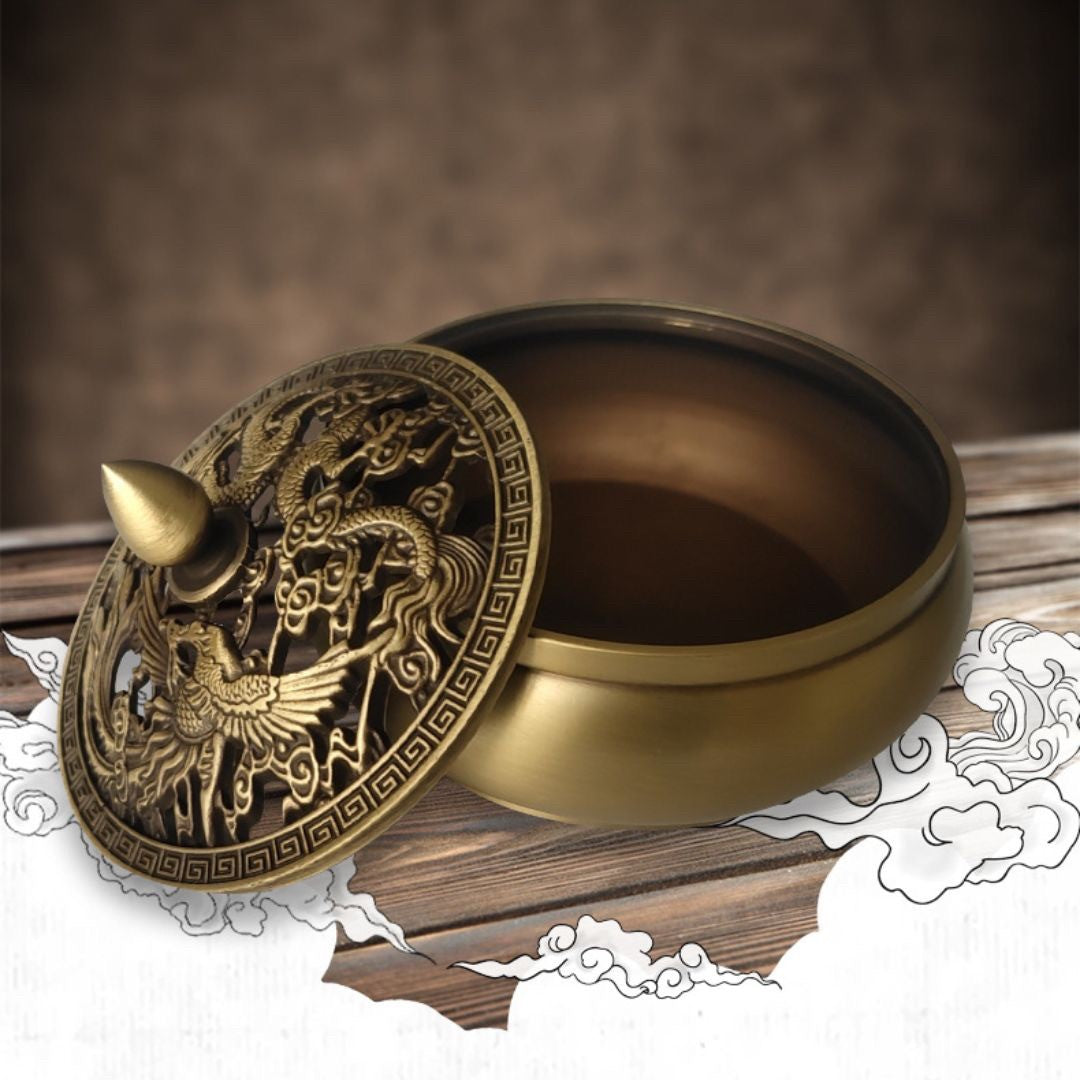 お香 | 龍と鳳凰の開運香炉：風水インテリアオブジェ