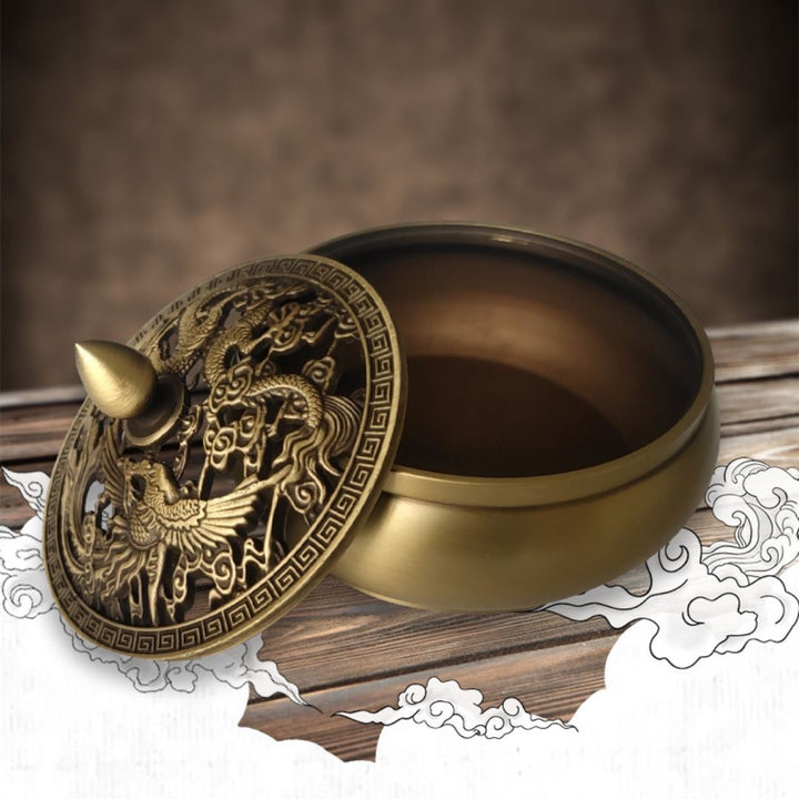 お香 | 龍と鳳凰の開運香炉：風水インテリアオブジェ