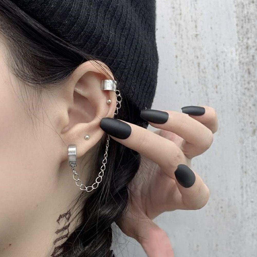 ピアス イヤーカフ | ユニセックス イヤーカフ リングチェーン アクセサリー