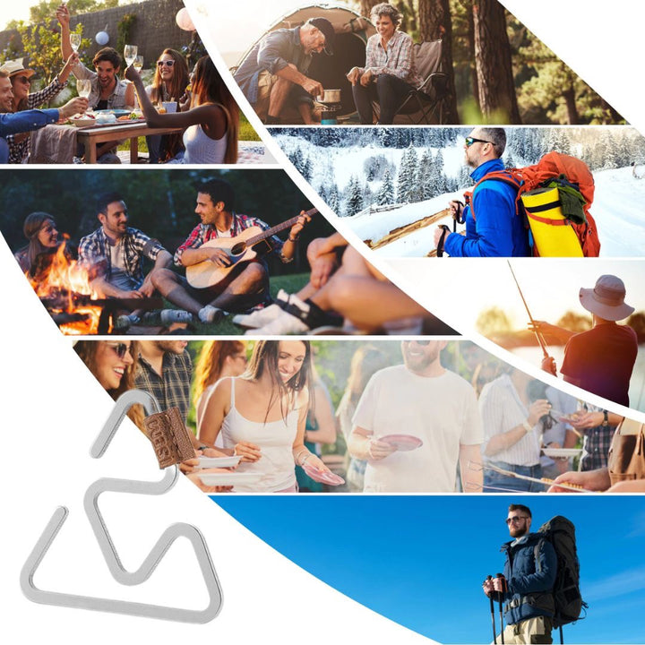 キャンプ用品 | アイアン製トライアングル万能ハンガー5個セット - キャンプ・バーベキュー用