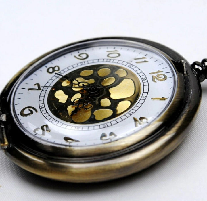 風水 時計 | ヴィンテージ懐中時計 ブロンズクォーツ ローマ数字チェーン付き