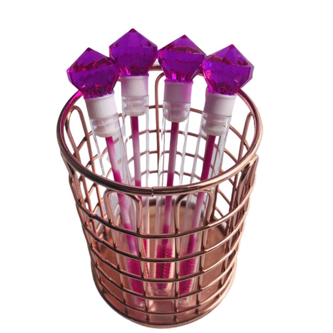 コスメティック | ダイヤモンドアイラッシュブラシ10本セット - 9色ピンククリアケース付き