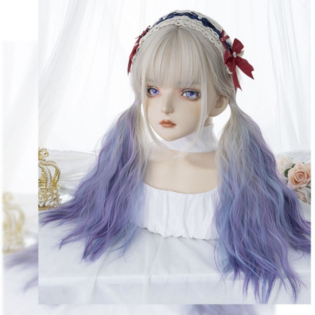 コスプレ小物 | 王女エルフ風 ホワイトベージュ＆パープル グラデーションロングウィッグ