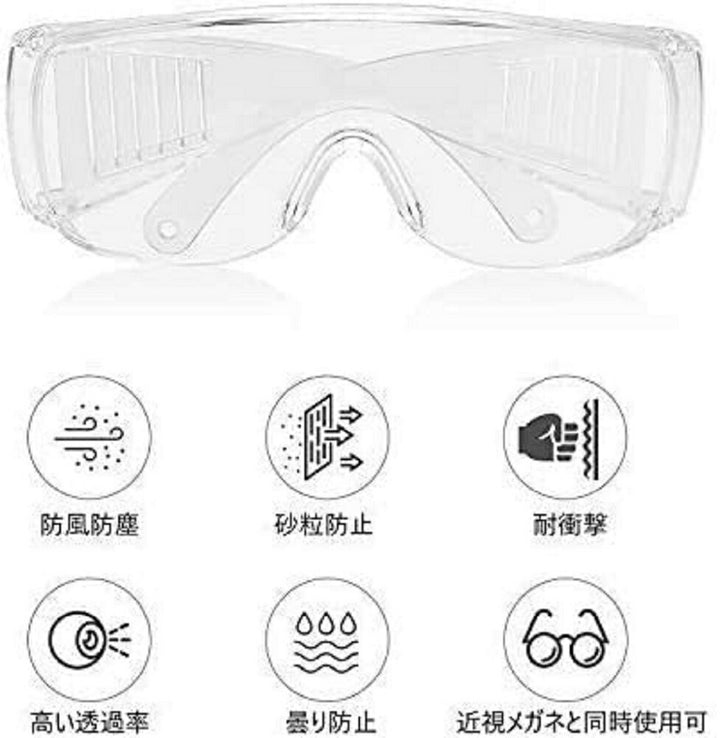 マスク | 保護メガネ 軽量 透明 クリアタイプ 眼鏡対応