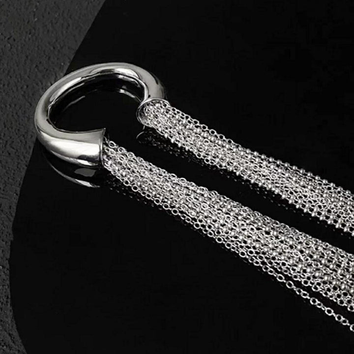 ヘアアクセサリー | シルバーロングチェーン髪留め：エスニック＆シンプルデザイン