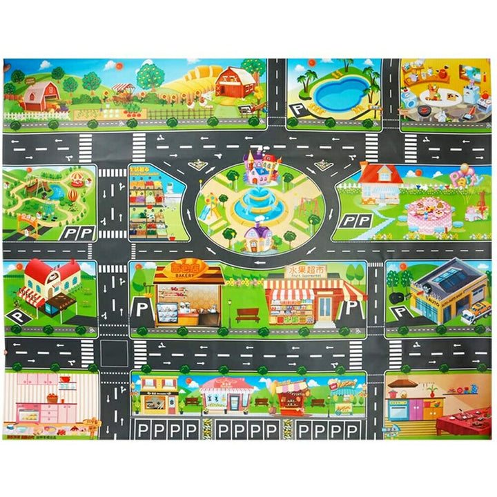 子供 おもちゃ | ジャンボ知育プレイマット・道路と街並みデザイン【3歳～6歳向け】