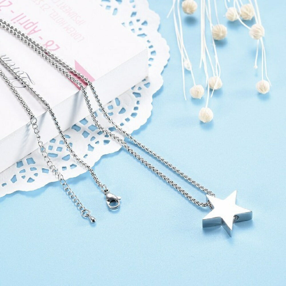 ネックレス | 星型遺骨カプセルネックレス ペット供養用 ステンレス製