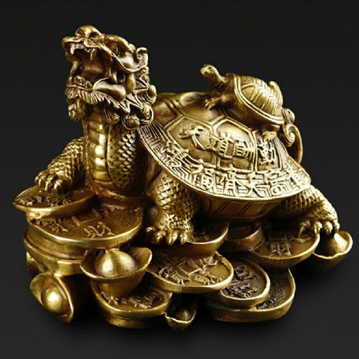 風水 インテリア | 開運龍亀ブロンズ置物 - 金運・財運向上