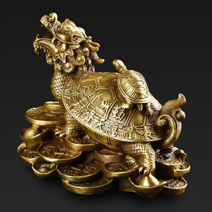 風水 インテリア | 開運龍亀ブロンズ置物 - 金運・財運向上